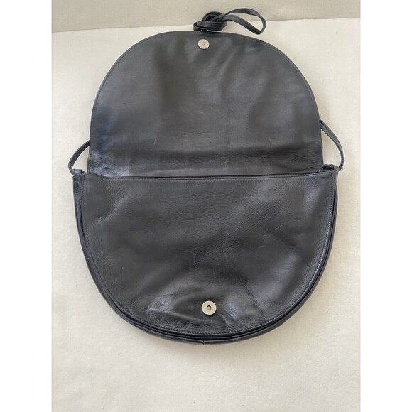 Vintage Robinson’s‎ Crescent Crossbody Genuine Leather Black Purse Made In Italy - Picture 10 of 16